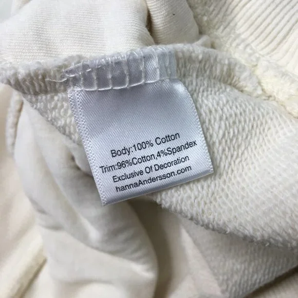 Hanna Andersson Little Girl Off White Floral Sweatshirt Top Size 4 Embroidered - Picture 11 of 12